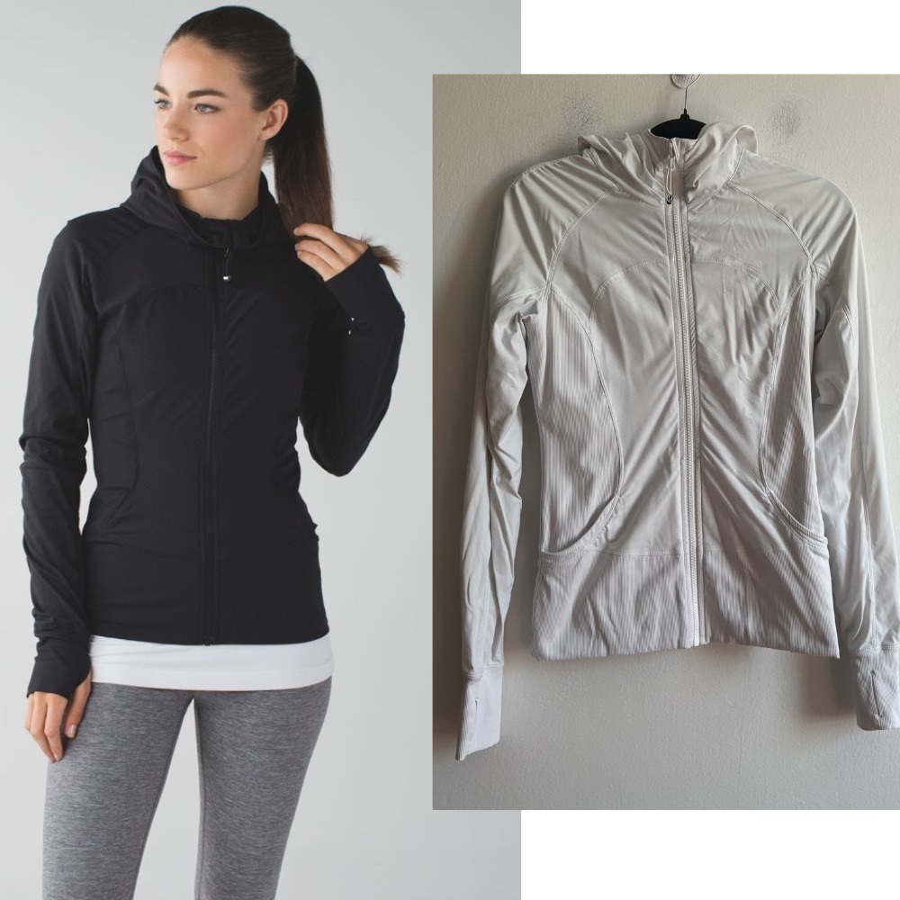 Lululemon Sz 8 In Flux White Hooded Running Outdoor Jacket